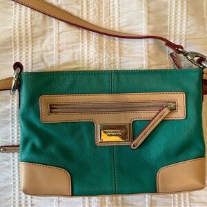 Tignanello Green and Tan Crossbody Bag